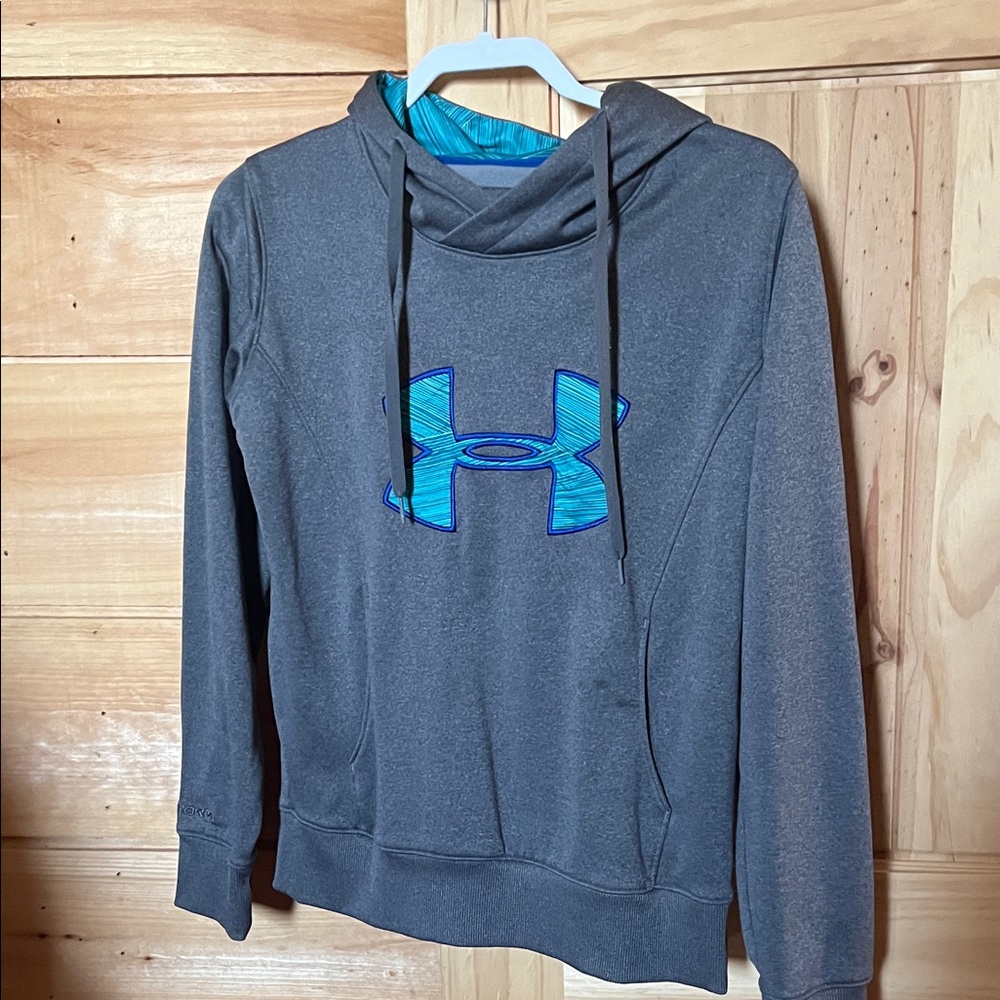Under Armour Charcoal Hoodie with Electric Blue Emblem